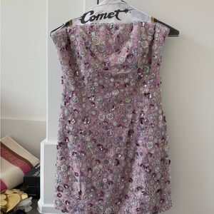 Aurora Strapless Party Mini Dress In Purple